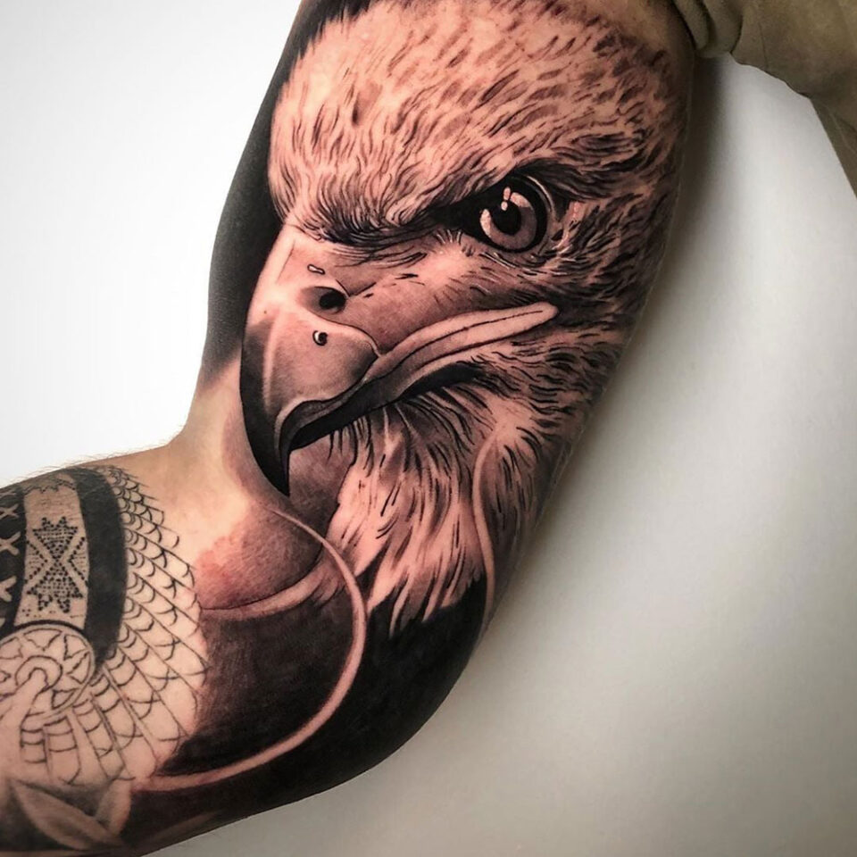 Black and Gray Eagle tattoo Source Killer Ink Tattoo via Facebook