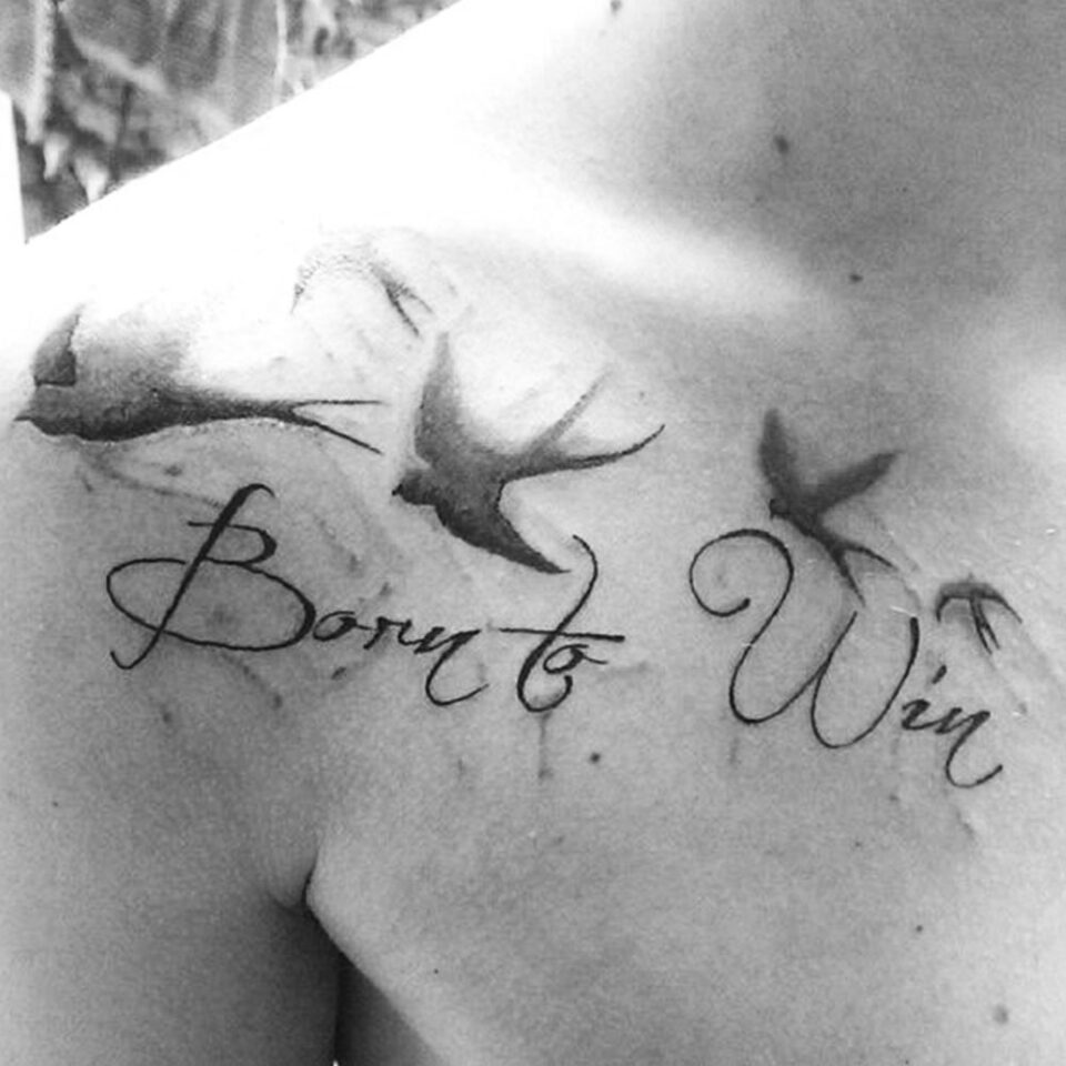 Born to Win Single Line Tattoo Source @paradise_in_the_box via Instagram