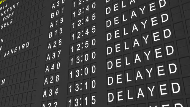 delayed flight information board