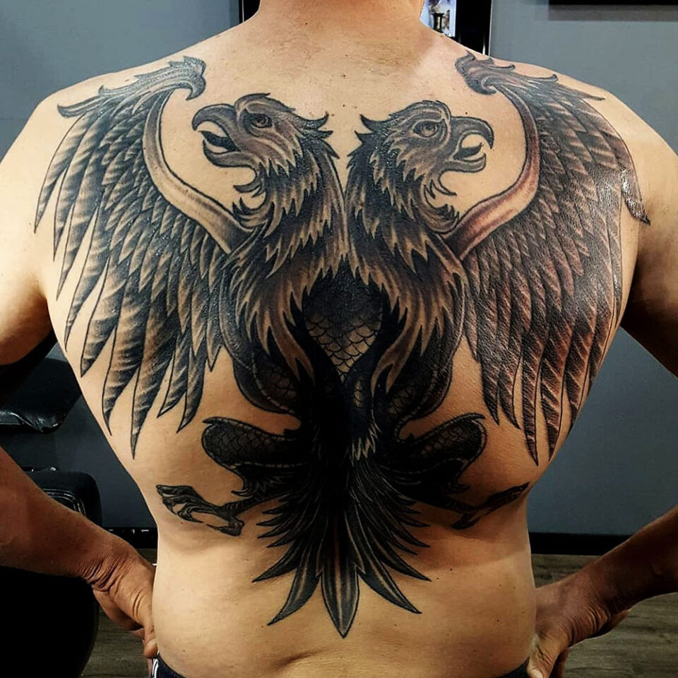 Double-headed Eagle Tattoo Source Death or Glory tattoo via Facebook