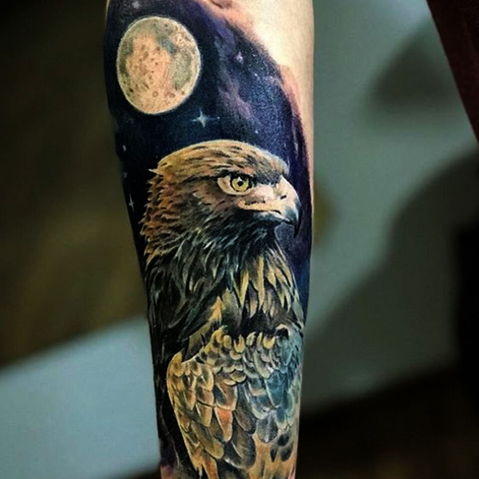 Eagle and Moon Tattoo