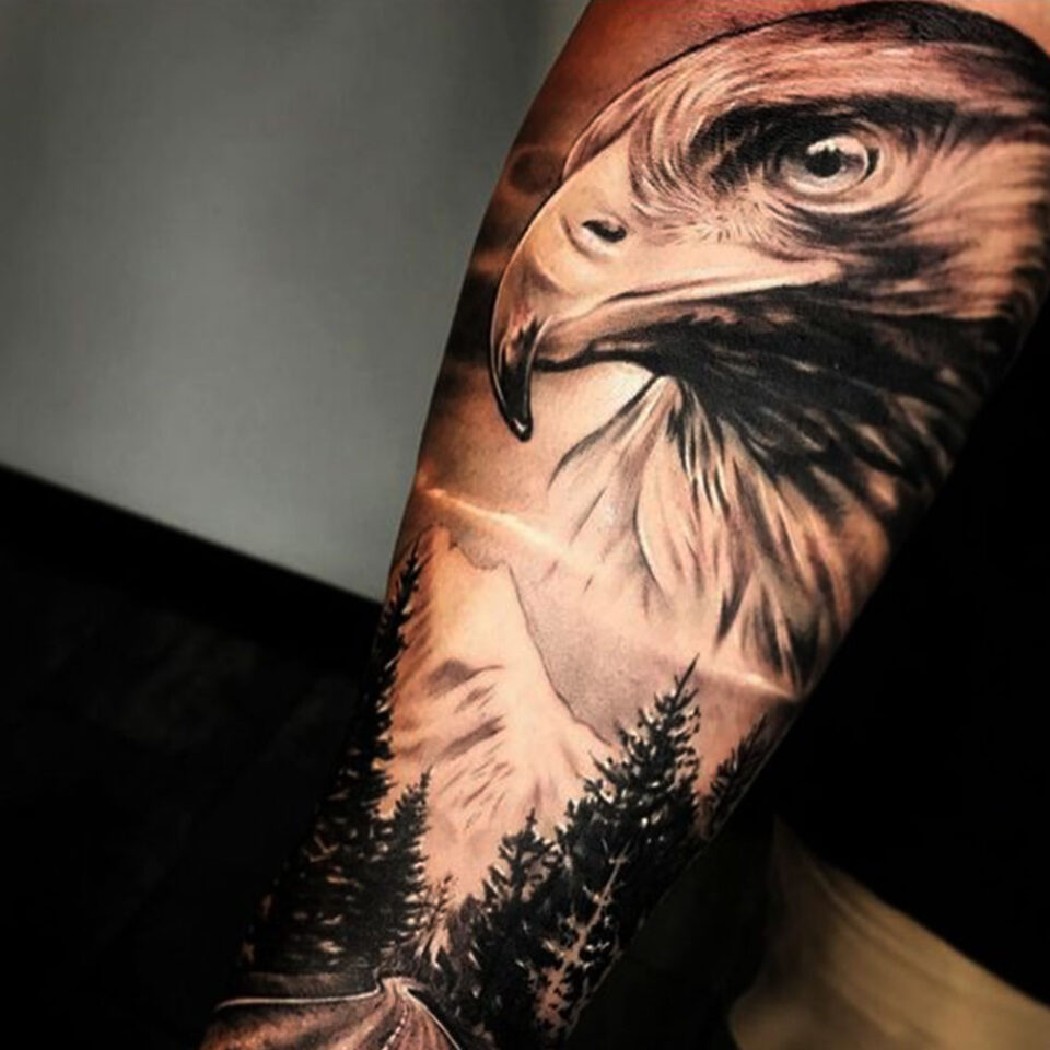 Eagle and Tree Tattoo