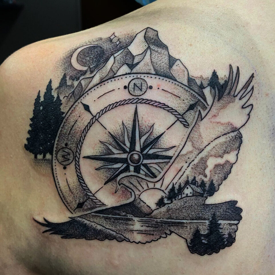 Eagle tattoo in a Circular Design Source Remo Minder Tattoo via Facebook