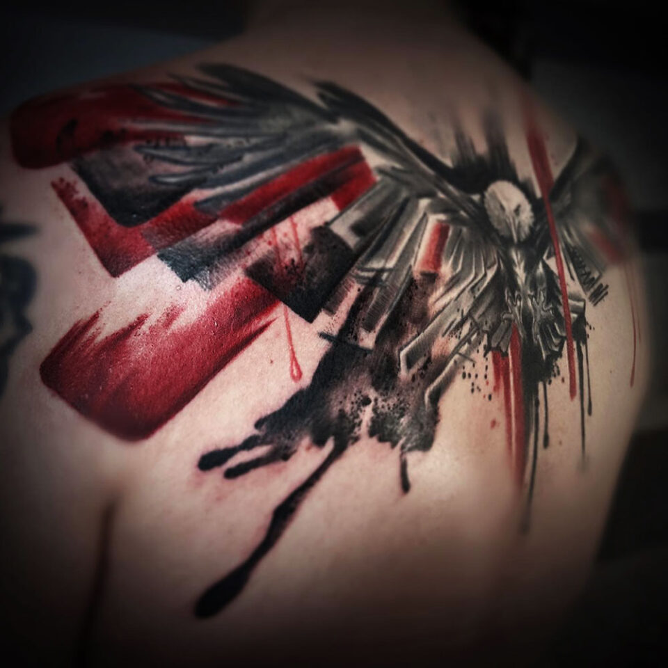 Eagle tattoo with Abstract Background Source @nuclearabbit via Instagram