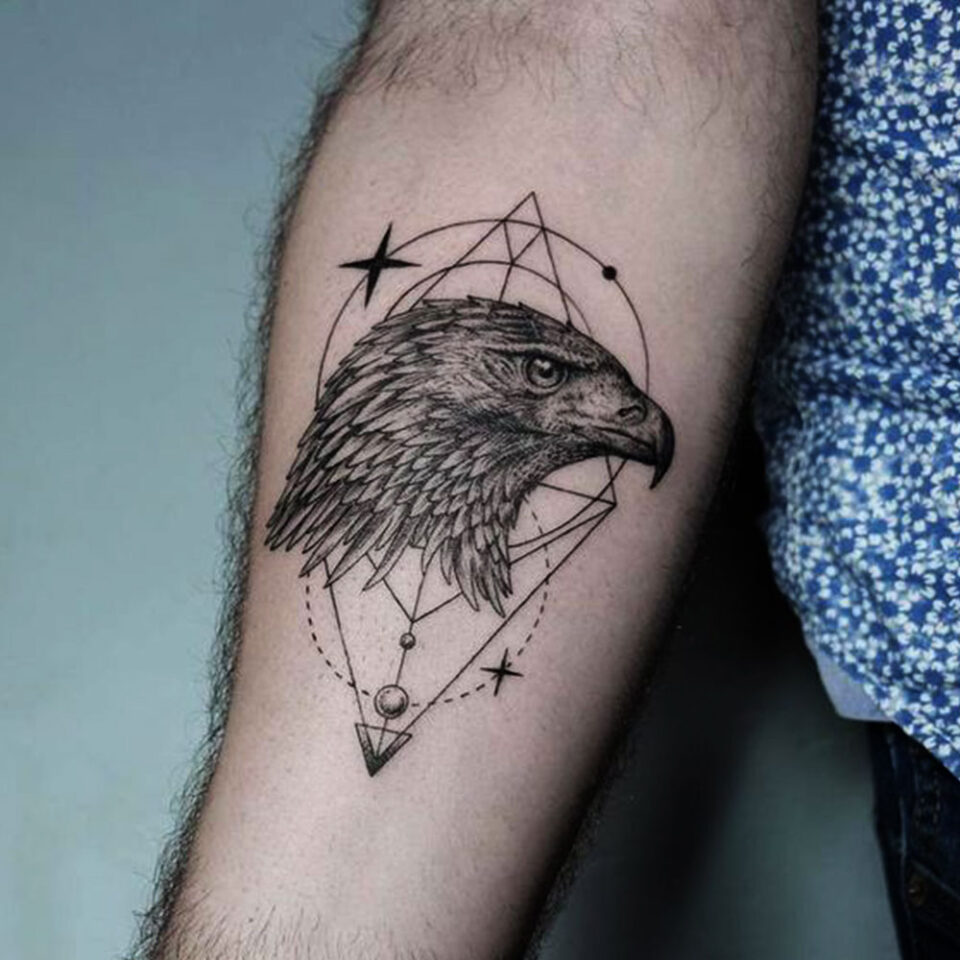 Eagle tattoo with Mystical Symbols