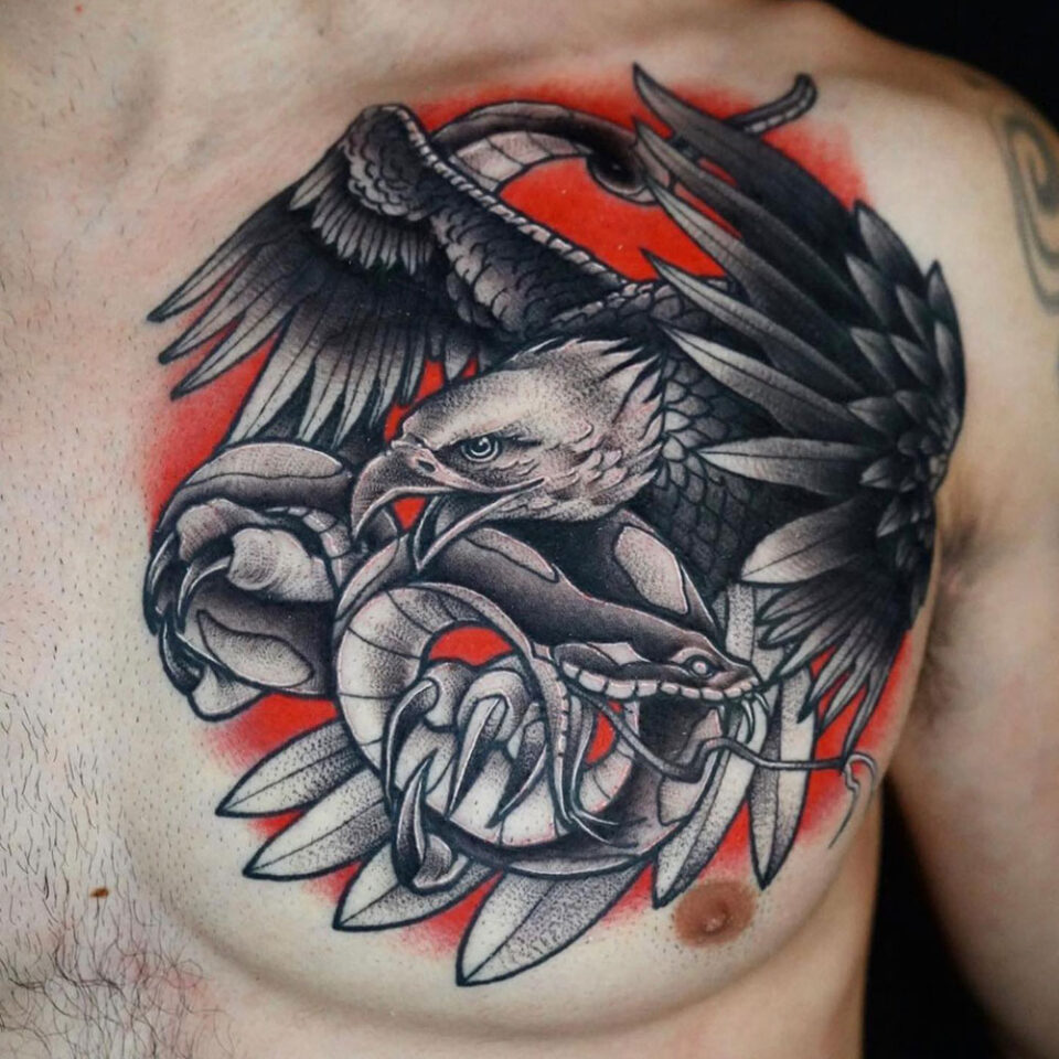 Eagle tattoo with Steampunk Source @zombiondo via Instagram