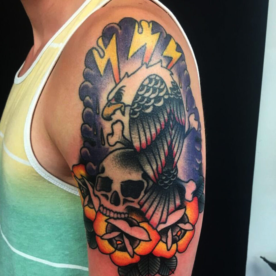 Eagle tattoo with a Lightning Bolt source @paul_calhoun_jr via Instagram