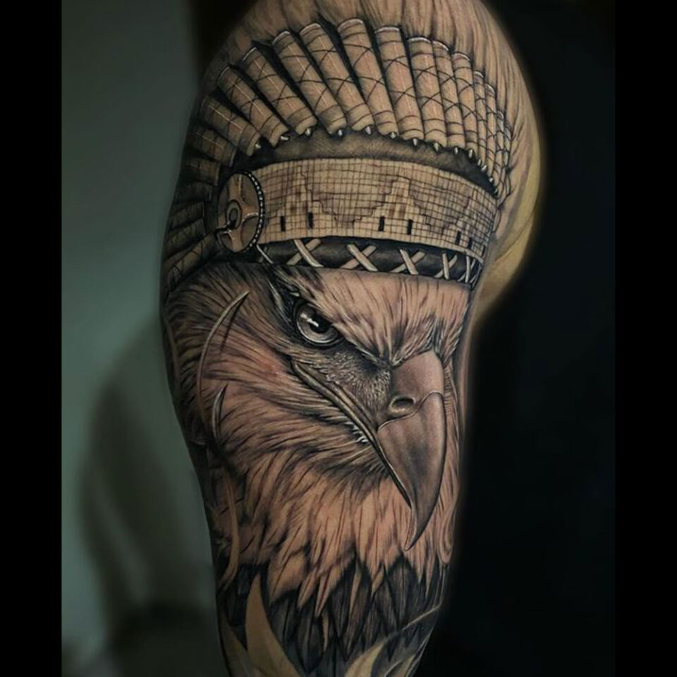 Eagle tattoo with a Mask