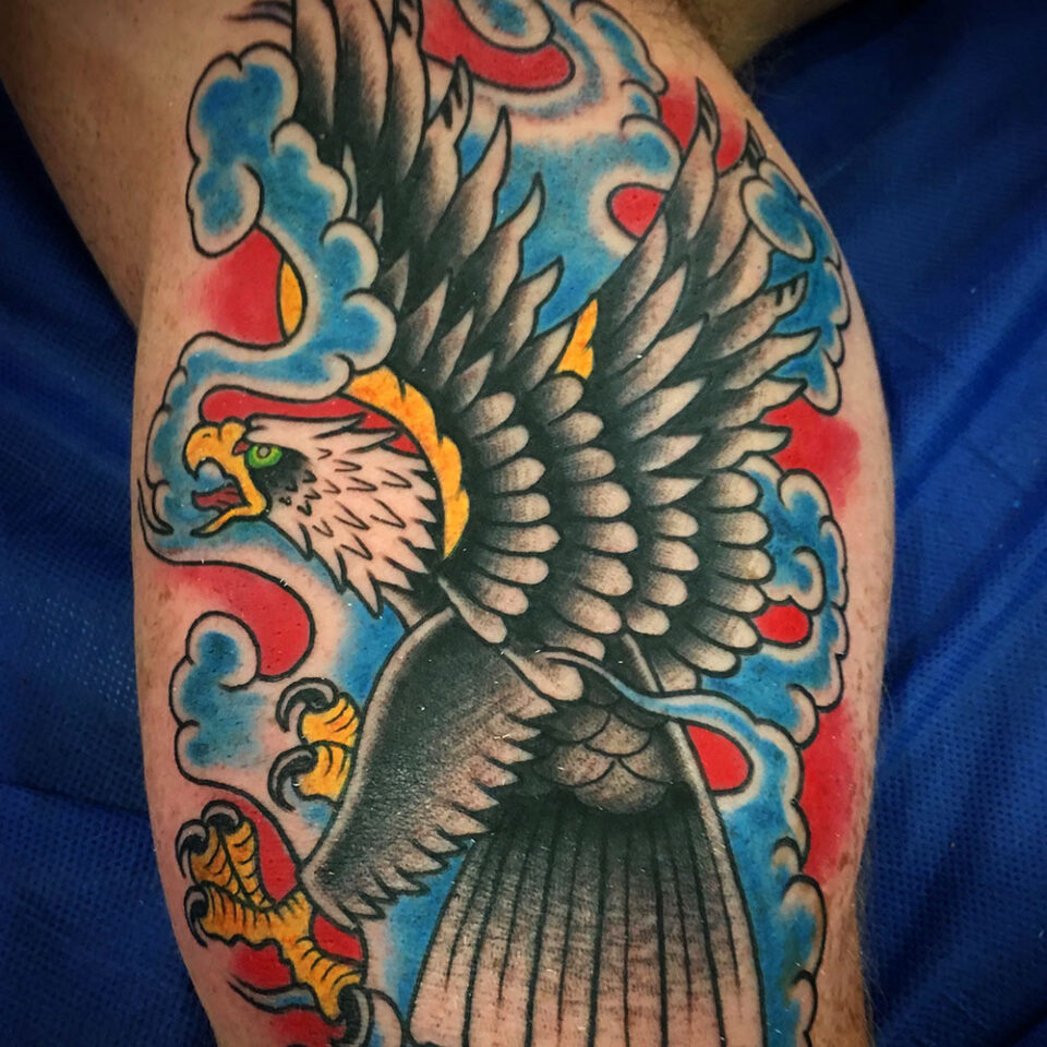 Eagle with Snakeskin Texture tattoo Source @juliankelleytattoo via Instagram
