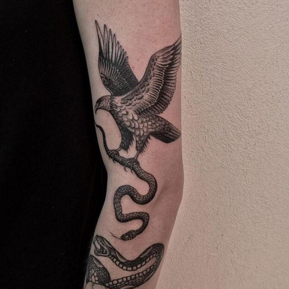 Eagle with Snakeskin Texture tattoo