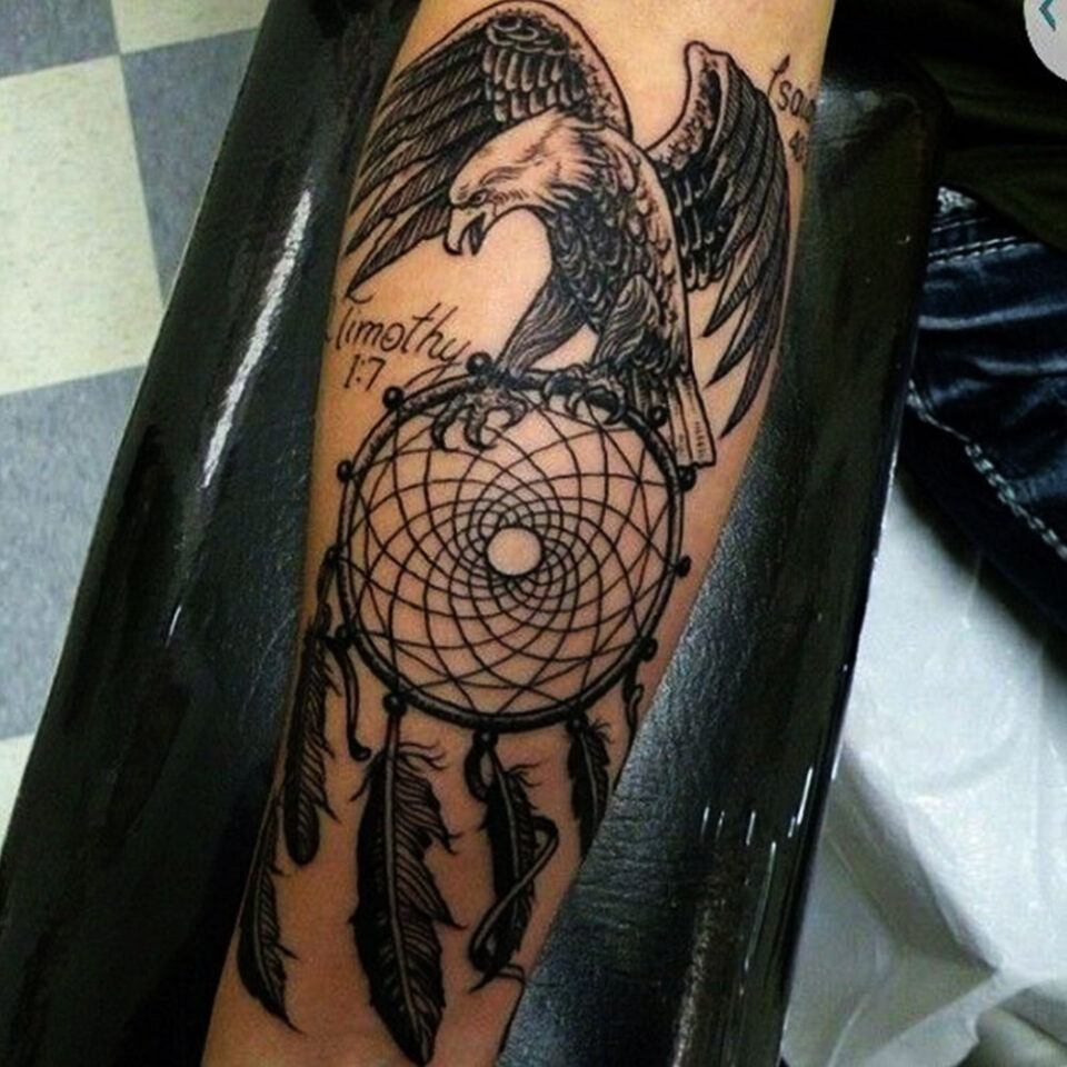 Eagle with a Dreamcatcher tattoo