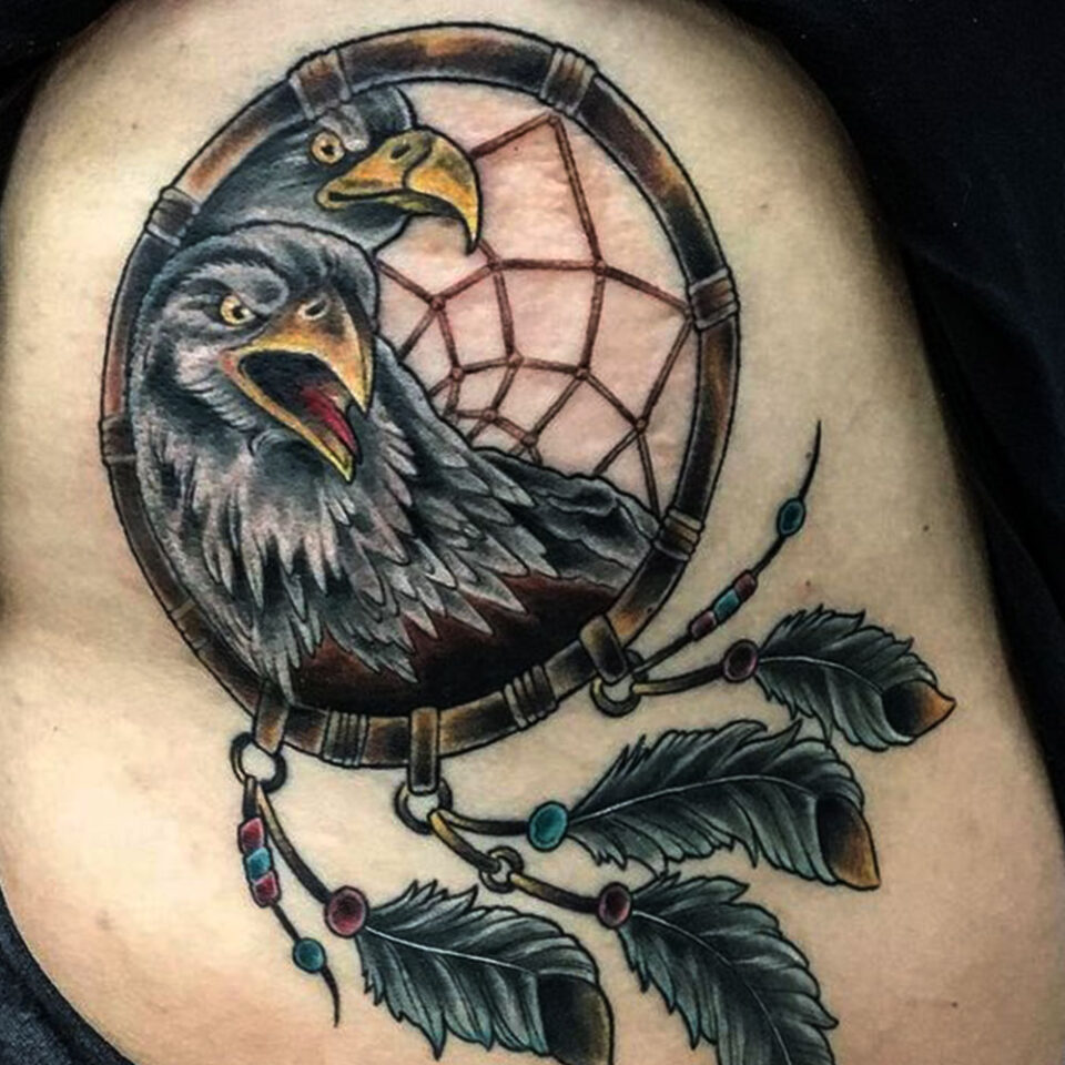 Eagle with a Dreamcatcher tattoo