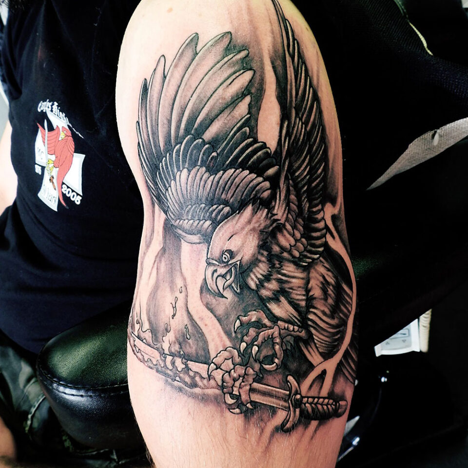 Eagle with a Sword Tattoo