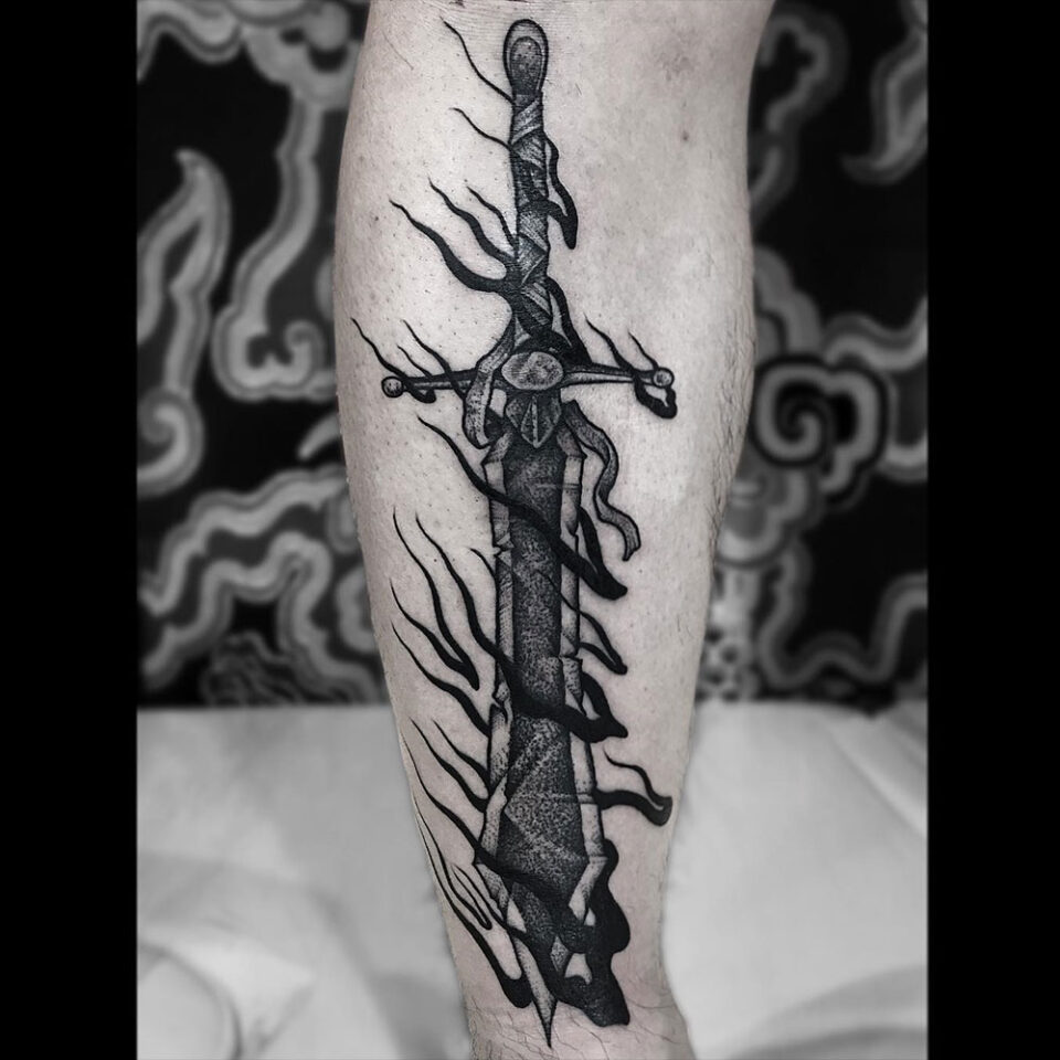 Excalibur sword tattoo Source @tentass_tattoo via Instagram