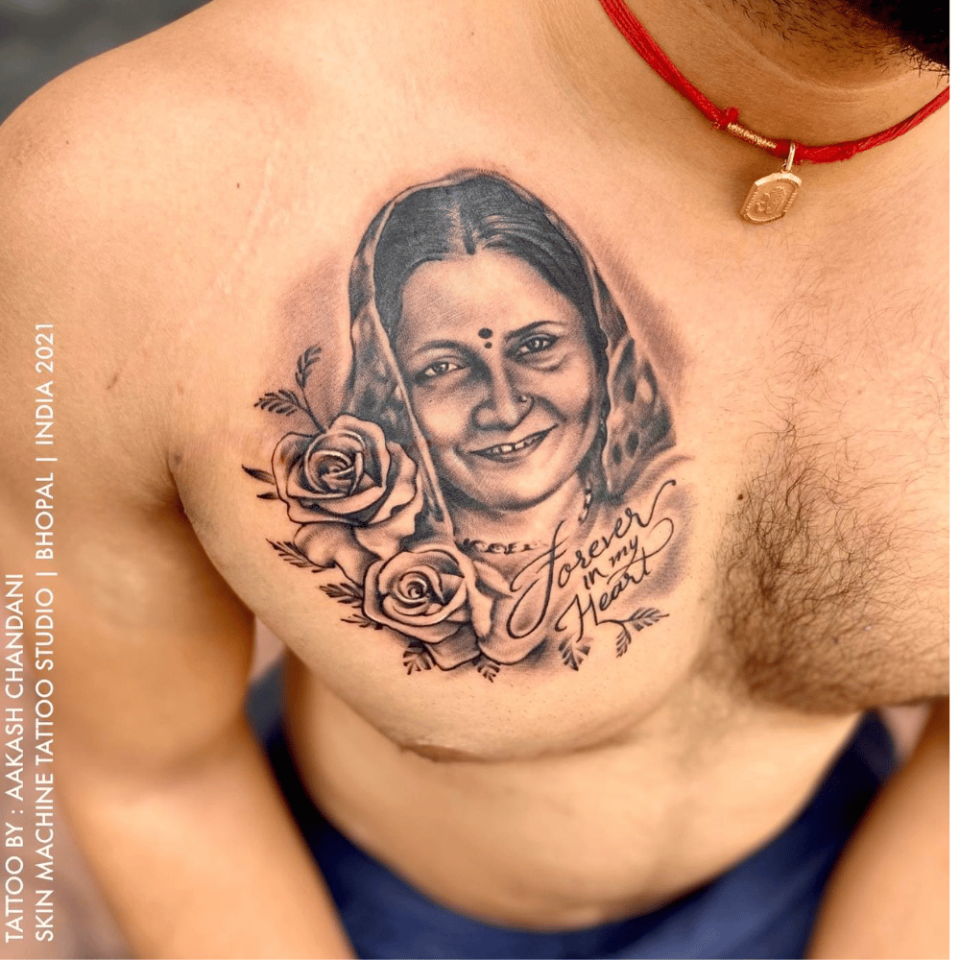 Face Portrait Tattoo Source @aakashchandani_ via Instagram