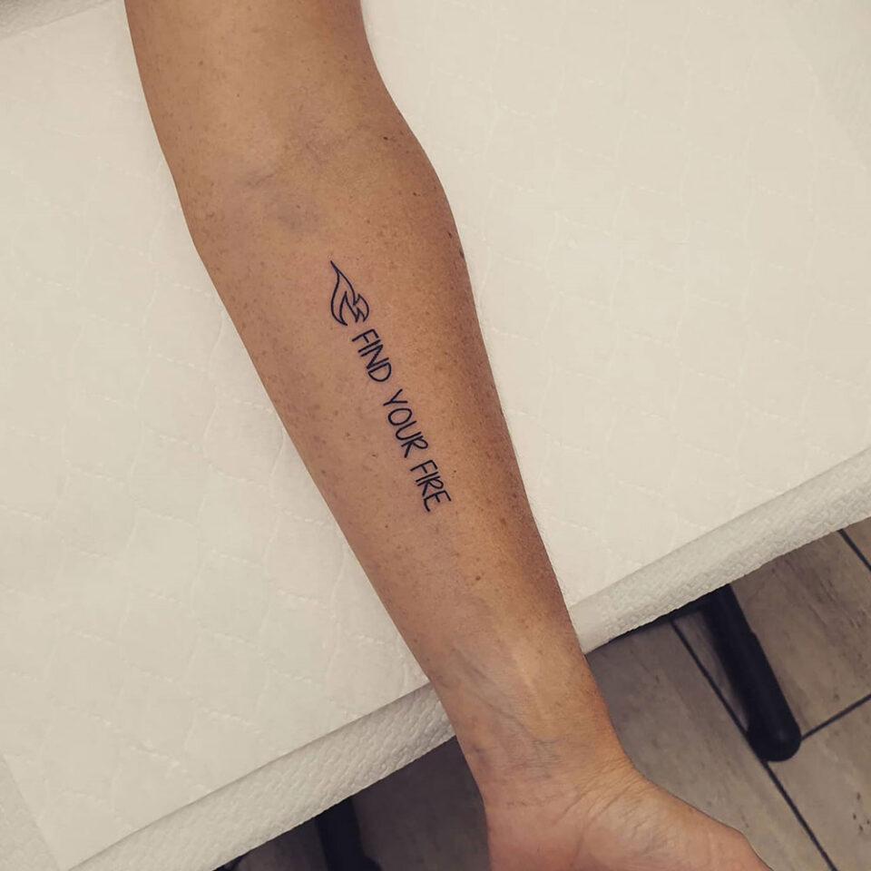 Find your fire Single Line Tattoo Source @mr.jones.tattoo via Instagram