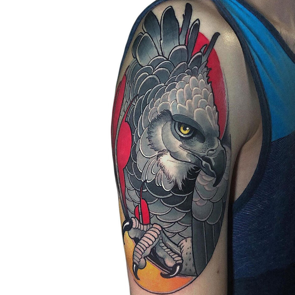 Harpy Eagle in Flight Tattoo Source @tattoosnob via Instagram