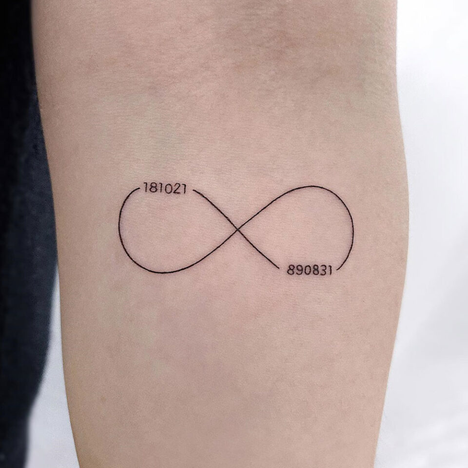 Infinity Symbol Single Line Tattoo Source @simbar_tattoo via Instagram