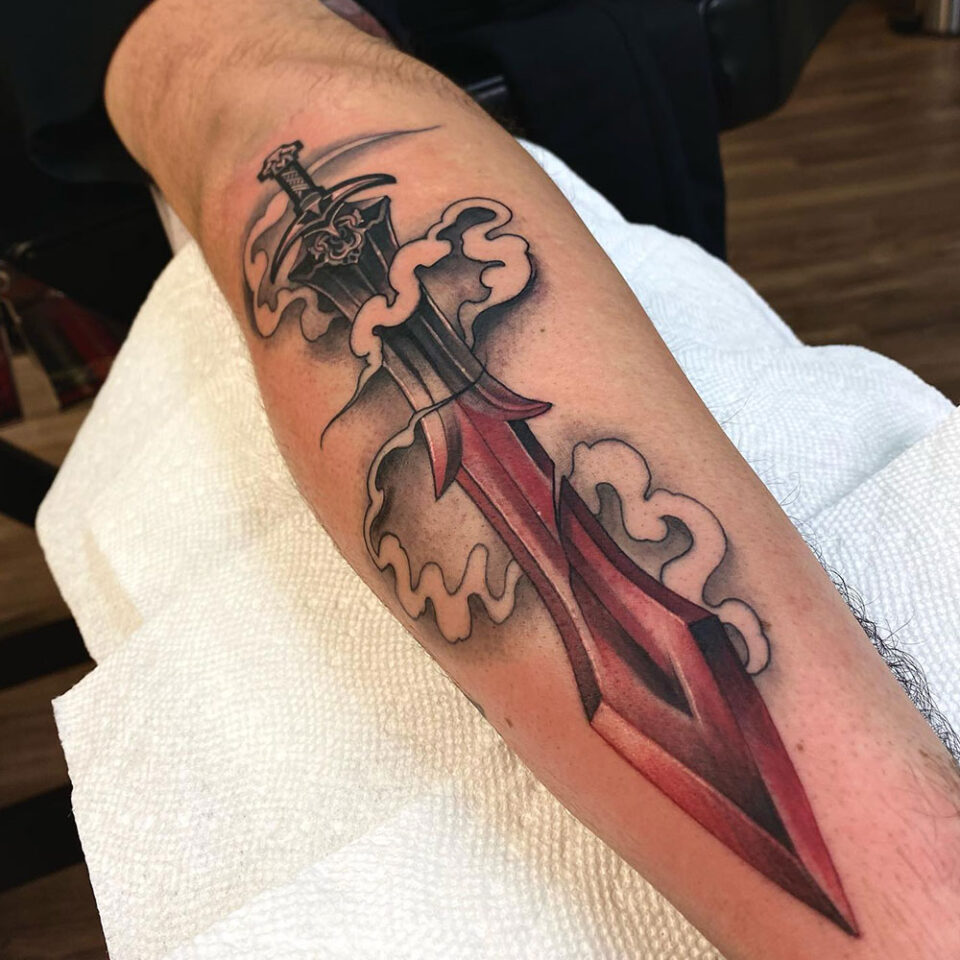 Knight sword tattoo Source @noisyirrationalartwo via Instagram