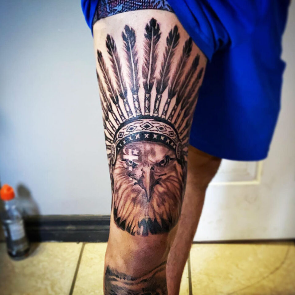 Neo-tribal Eagle tattoo Source Riley Tattoos via Facebook
