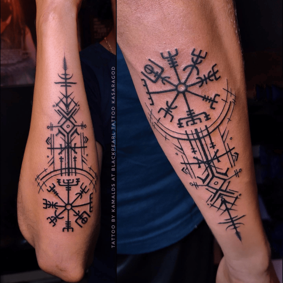 Nordic Compass Tattoo Source @blackpearl_tattoo_kasaragod via Instagram