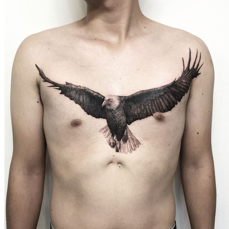 Realistic Bald Eagle tattoo Source @rimu_tattoo via Instagram