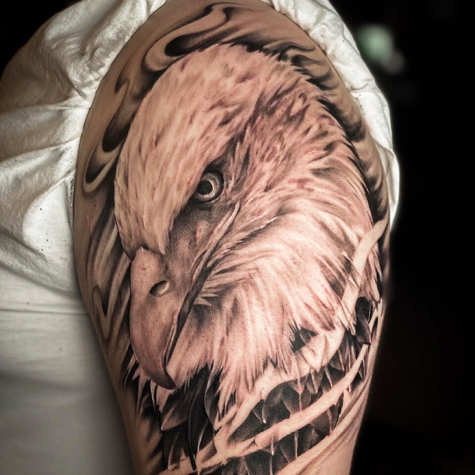 Realistic Bald Eagle tattoo Source @skystilestattoos via Instagram