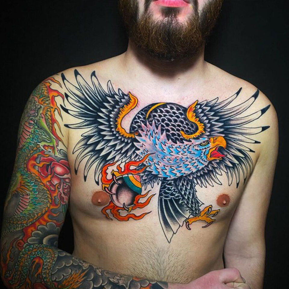 Retro Eagle tattoo Source Luca Donnarumma via Facebook