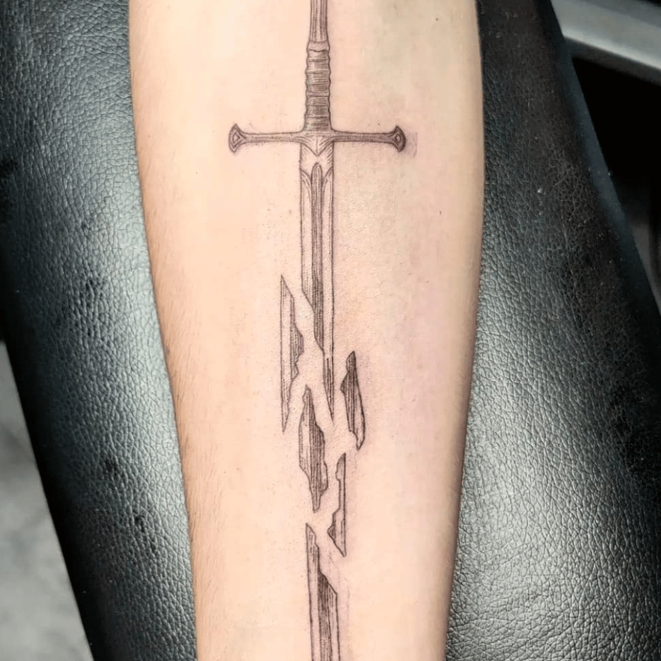 Shattered Sword Tattoo Source @Ice9TattooStudio via Instagram