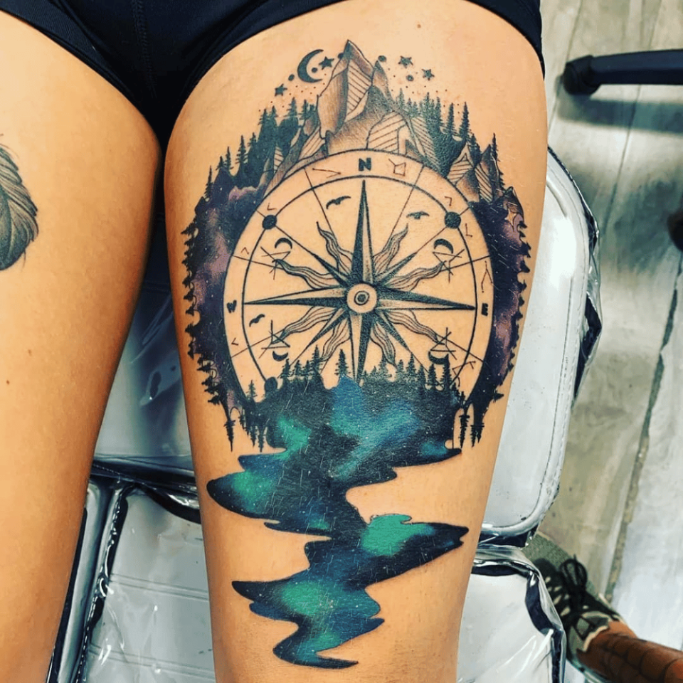 Starry Night Compass Tattoo Source Killer Ink Tattoo via Facebook