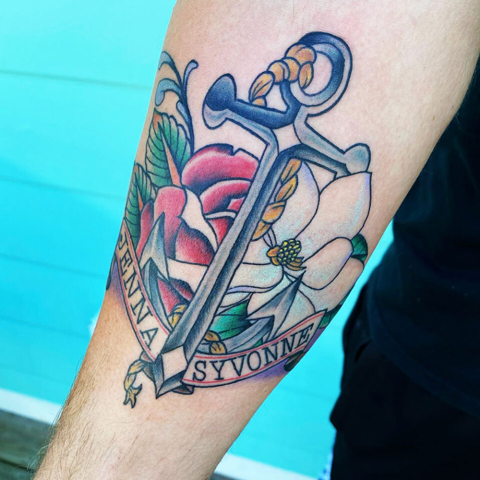 Sword and Anchor Tattoo Source @brandonlbf via Instagram