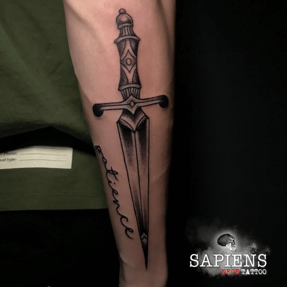 Sword and Knife Tattoo Source @necetattoo via Facebook