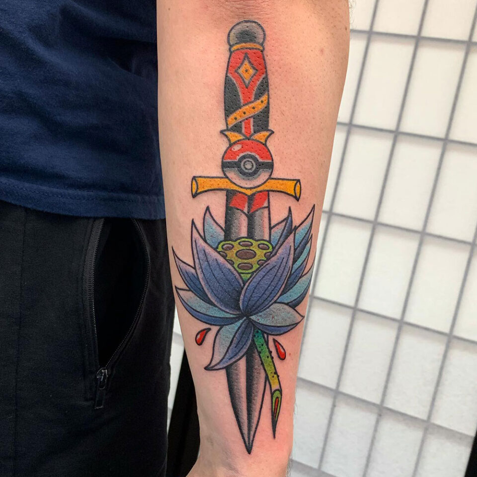 Sword and Lotus Tattoo Source @mikenomy via Instagram