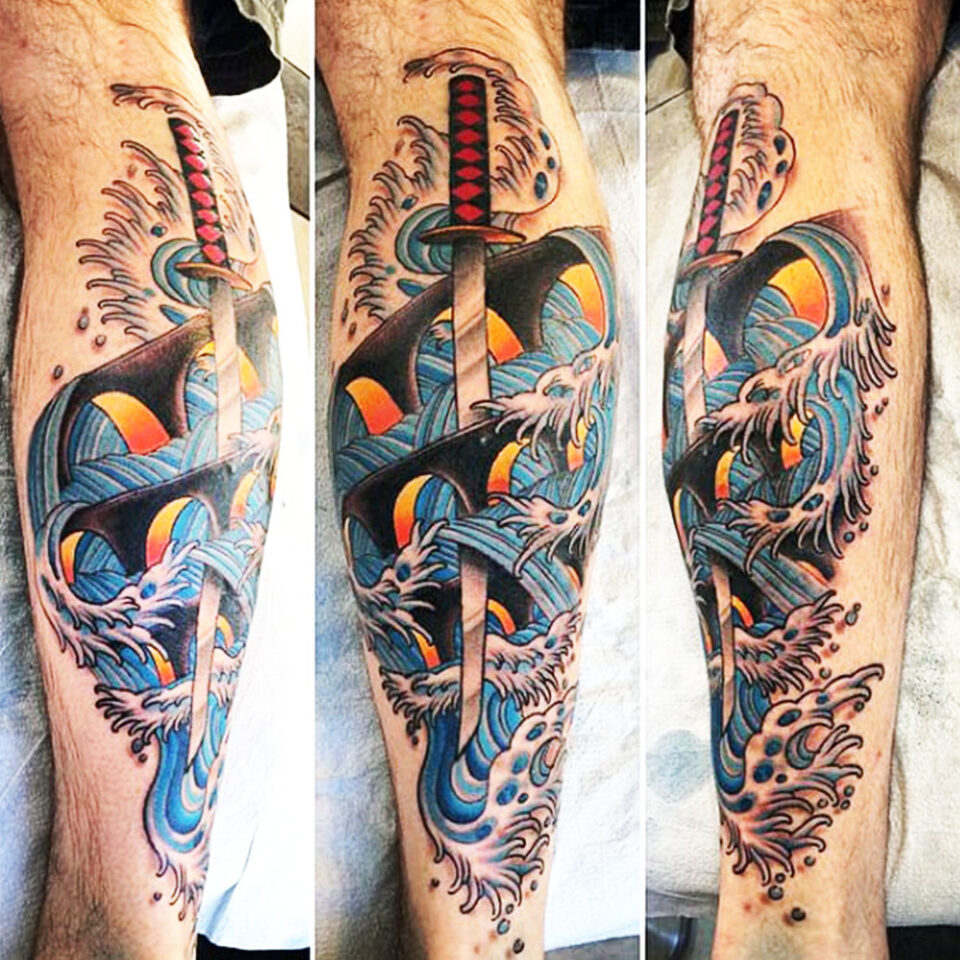 Sword and Ocean Tattoo
