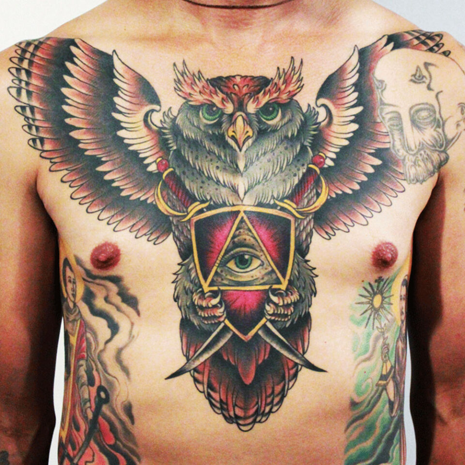 Sword and Owl Tattoo