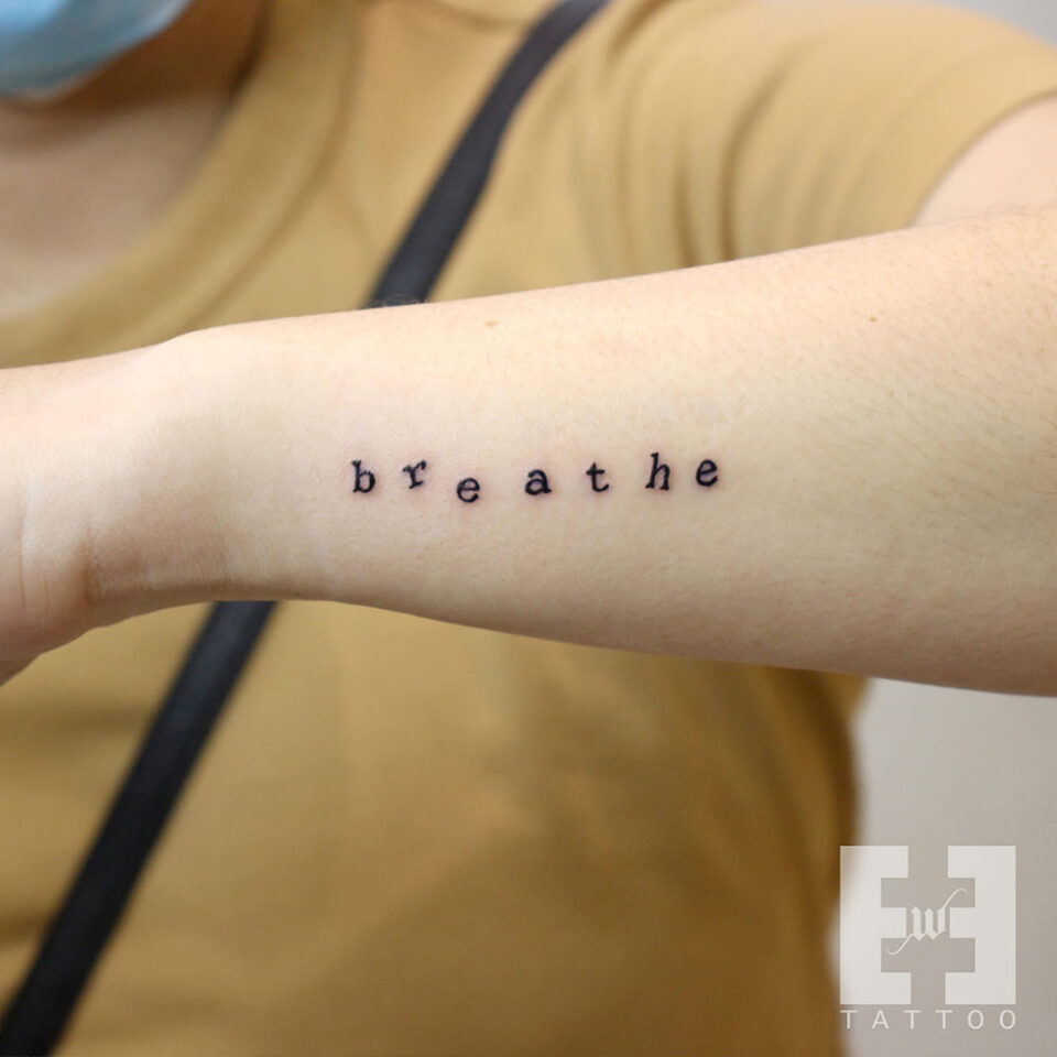 The Breathe Single Line Tattoo Source @EWEtattoo via Instagram