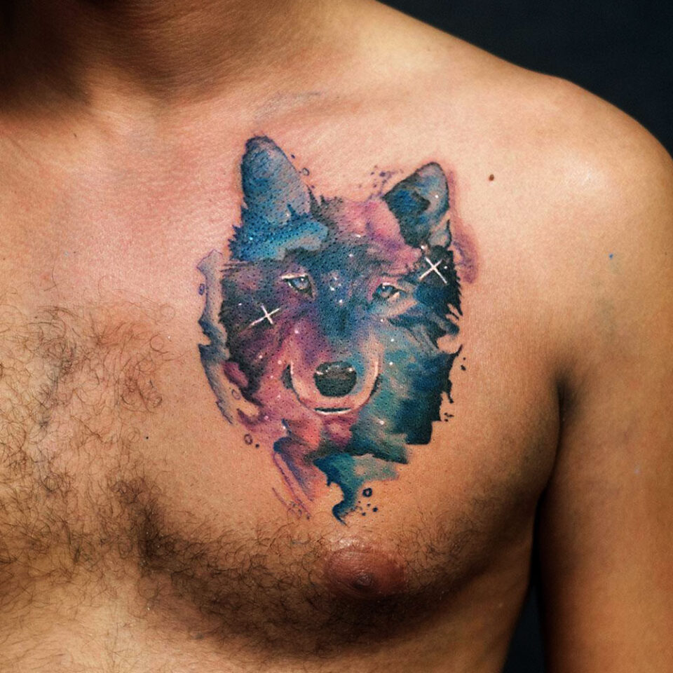Watercolor Wolf Source Black Art Tattoos - Tatouage en Tunisie via Facebook