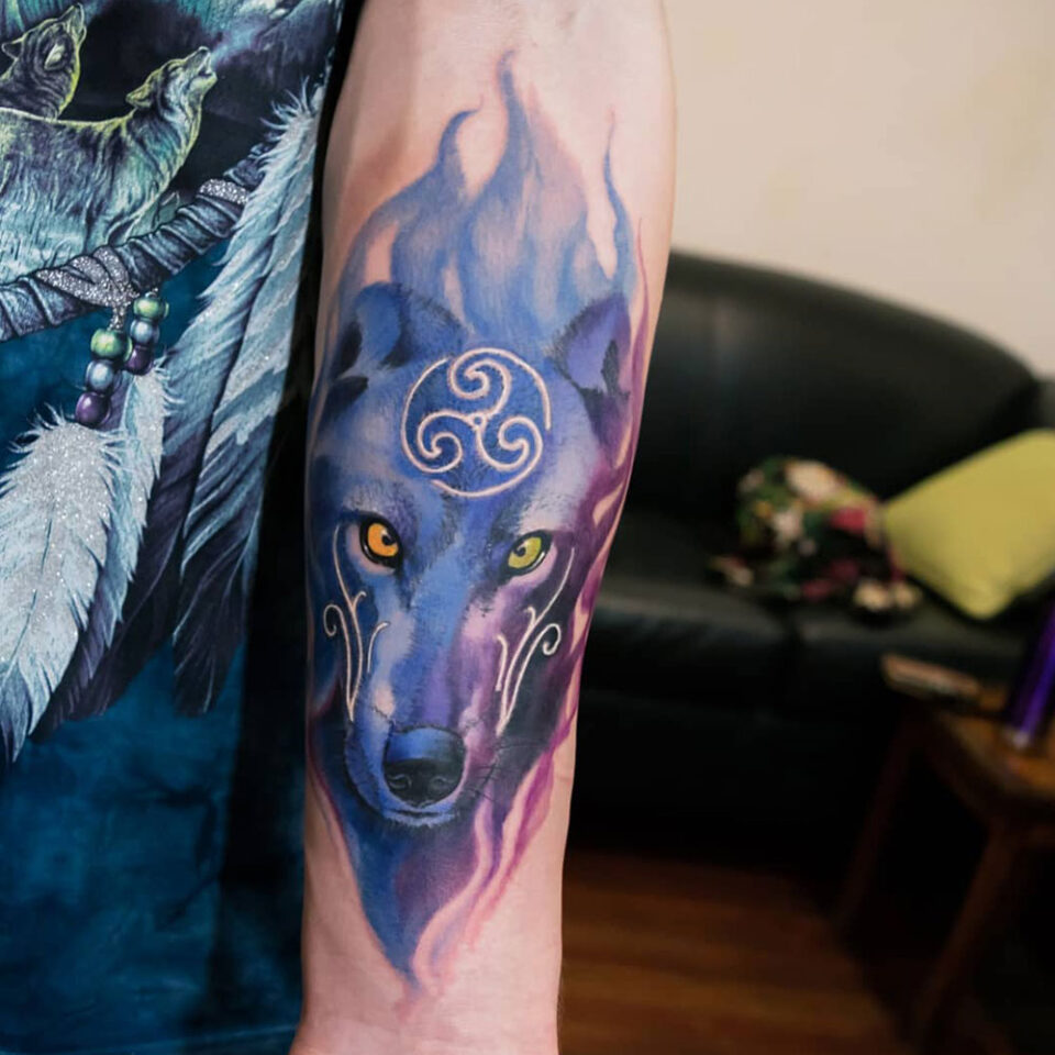 Wolf Spirit Animal Tattoo Source @soulinnhousetattoo via Instagram