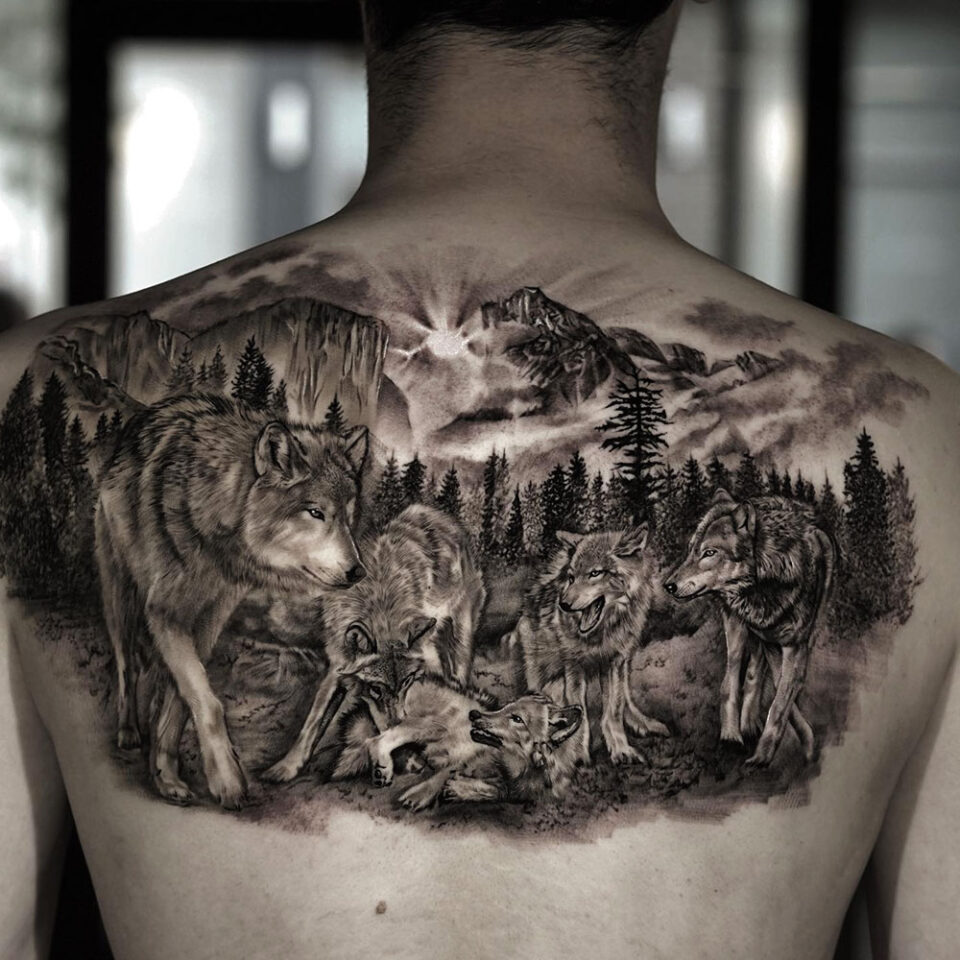 Wolf pack Tattoo Source @fyinktattoos via Instagram