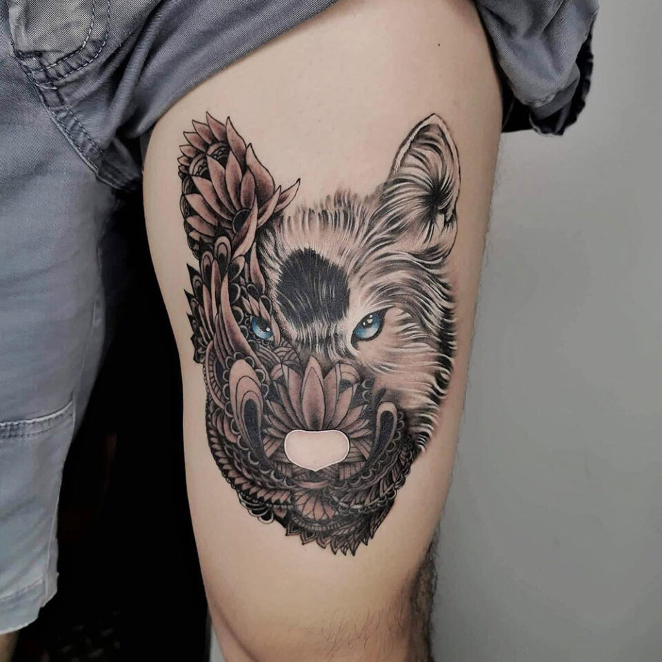Yin yang Wolves Tattoo Source @neiltanaleon via Instagram