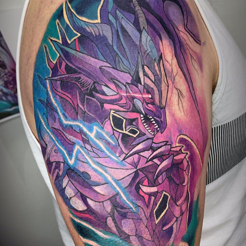 dragon and lightning tattoo source @simonzooktattoo via Facebook