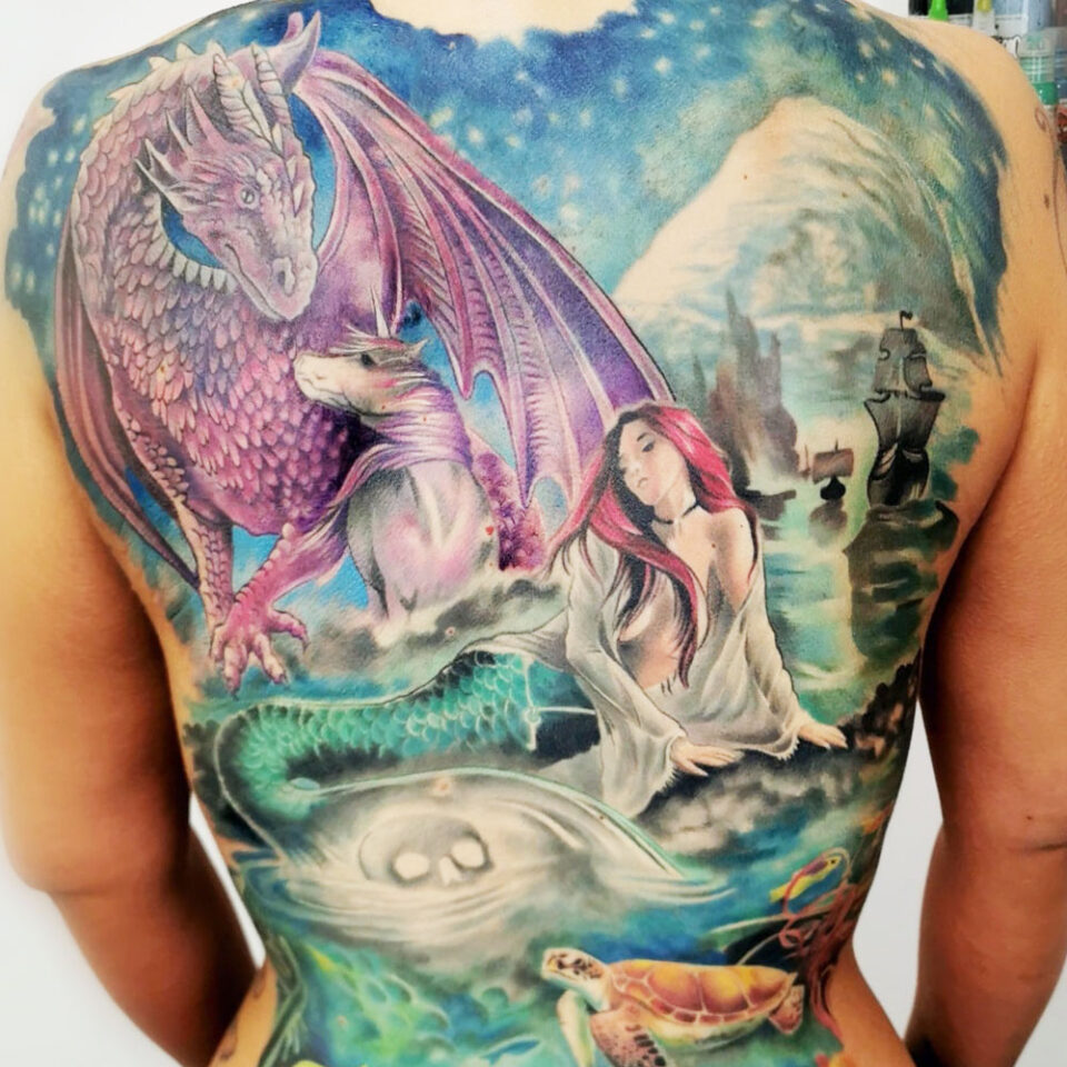 dragon and mermaid tattoo source via Pinterest