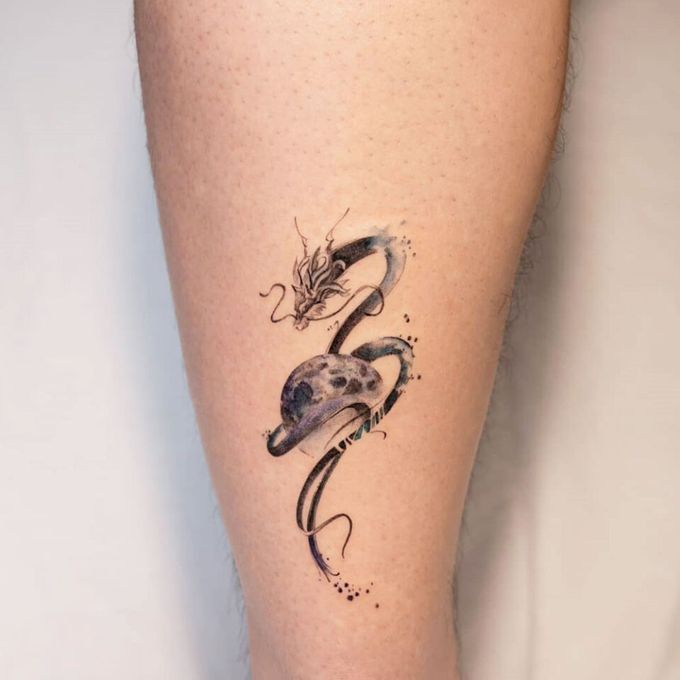 dragon and moon tattoo source @handitrip via Instagram