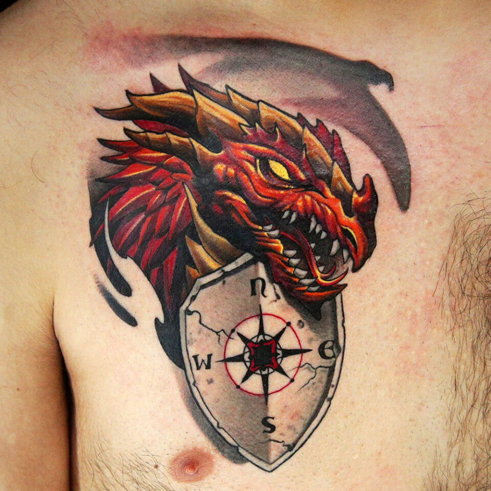 dragon and shield tattoo source @inkmaster via Instagram
