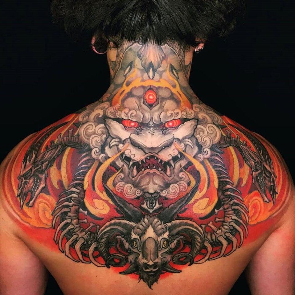 dragon and skull tattoo source @asian_inkspiration via Instagram