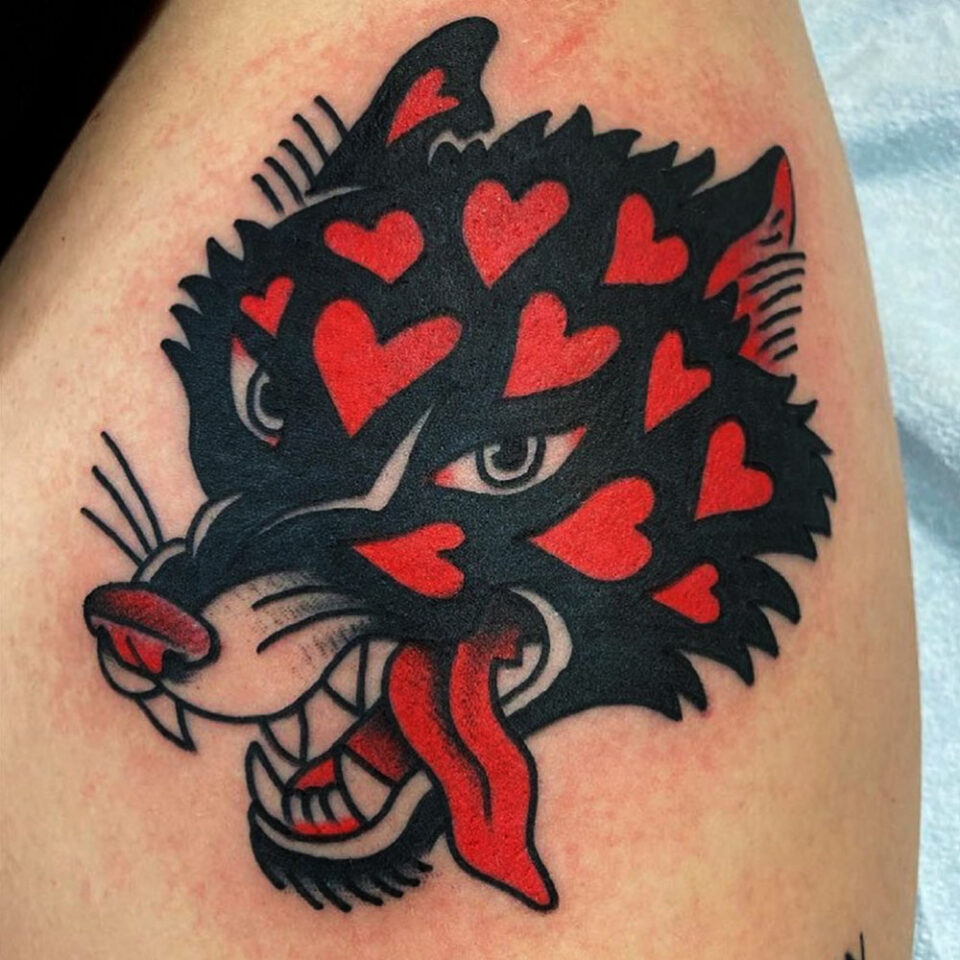 wolf and heart tattoo Source @tenderhearttattoo via Instagram