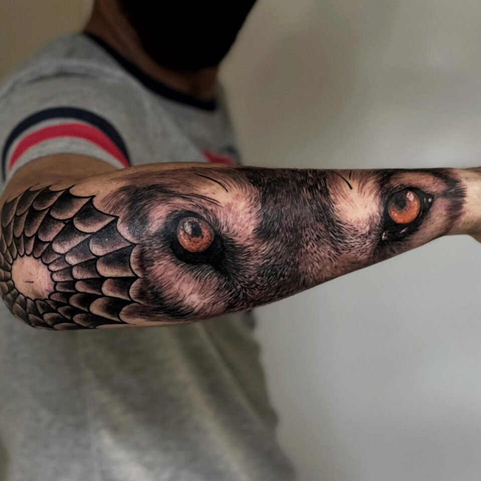 wolf eyes tattoo Source @infernalritestattoo via Instagram