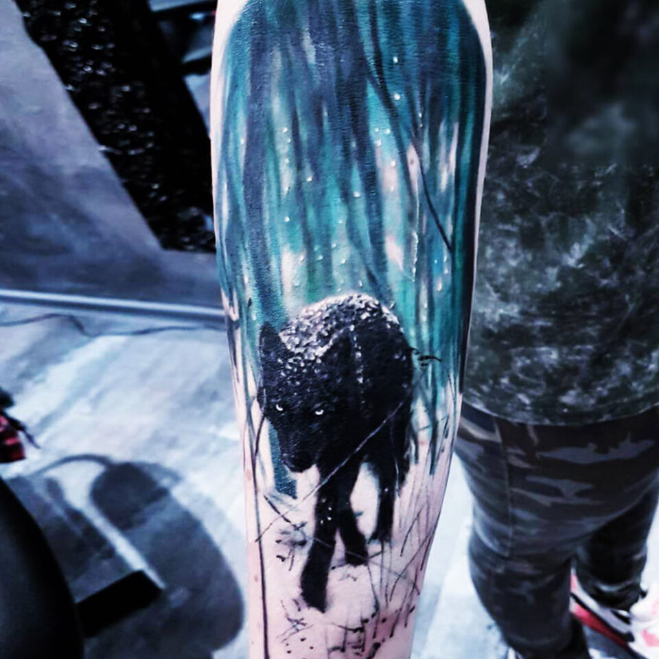 wolf in snow Source @adamkremer.tattoo via Instagram