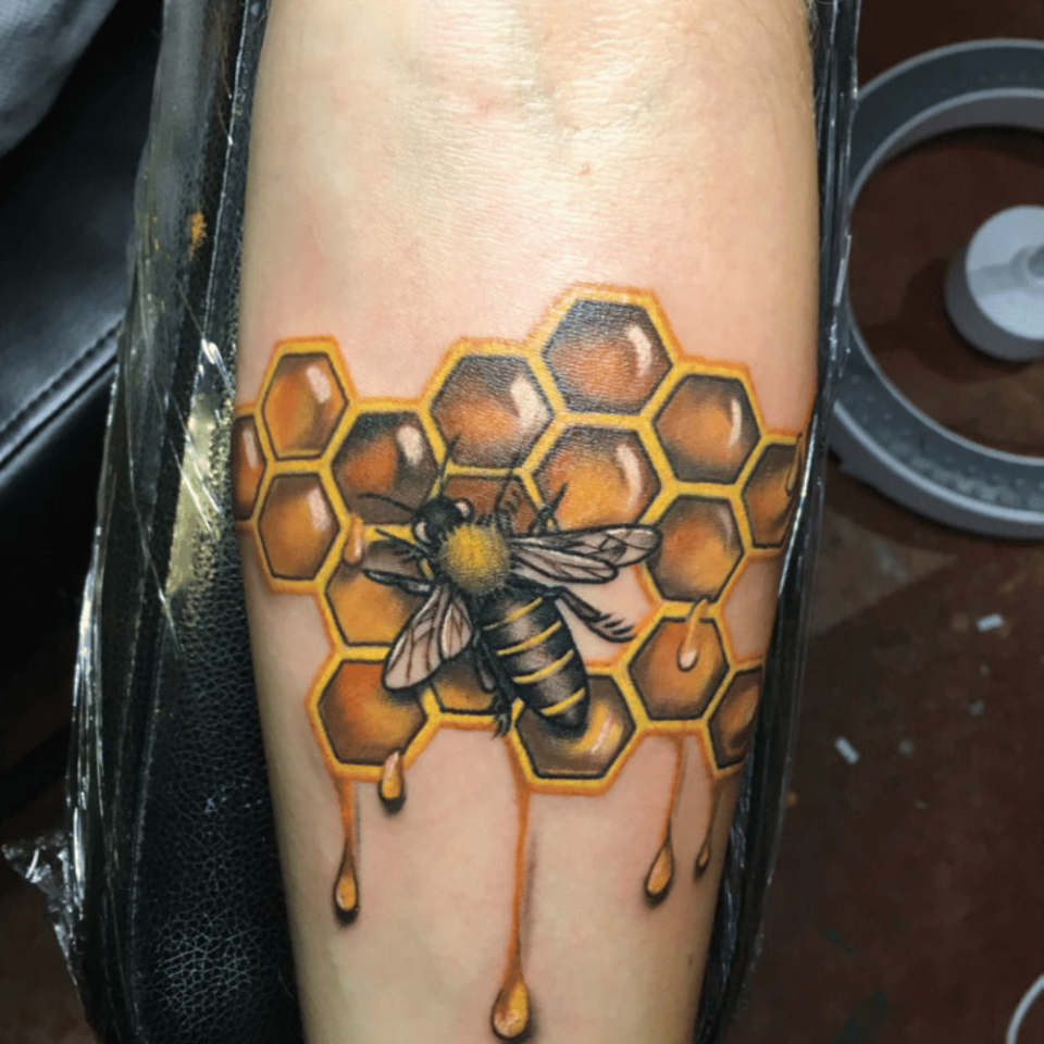 Honey Drip Bee Tattoo Source @tattoocloud.com