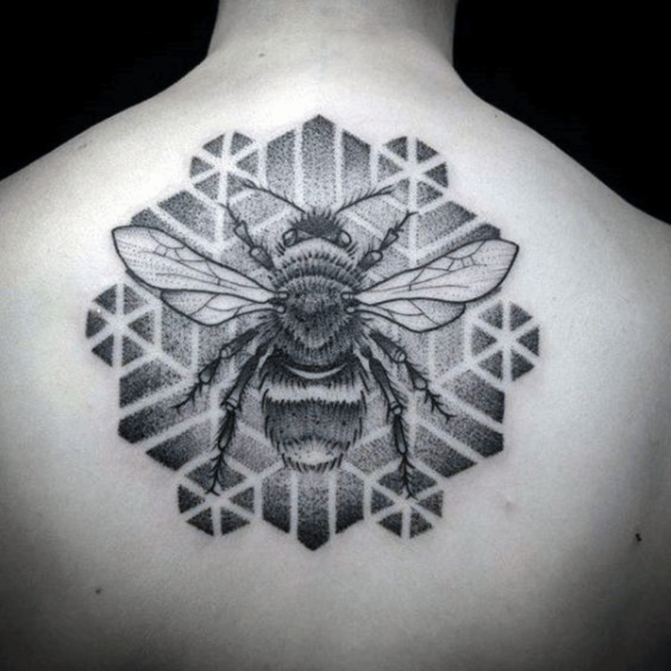 Geometric Pattern Bee Tattoo Source @nextluxury.com